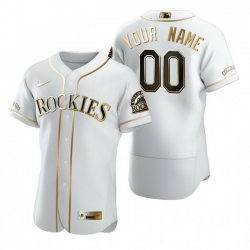 Men Women Youth Toddler All Size Colorado Rockies Custom Nike White Stitched MLB Flex Base Golden Edition Jersey