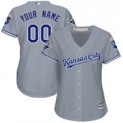 Men Women Youth All Size Kansas City Royals Majestic Grey Cool Base Custom Alternate Jersey