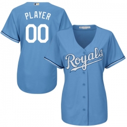 Men Women Youth All Size Kansas City Royals Majestic Light Blue Cool Base Custom Alternate Jersey