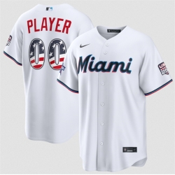 Men Miami Marlins Active Player Custom White 2026 All Star Edition Stars   Stripes Stadium Pick A Player Stitched Baseball Jersey