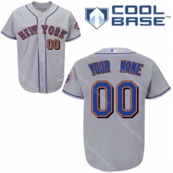 Men Women Youth All Size New York Mets Majestic Royal Cool Base Custom Jersey Grey 3