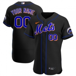 Men Women Youth Toddler New York Mets Black Custom Nike MLB Flex Base Jersey