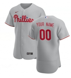 Men Women Youth Philadelphia Phillies Gray Road Custom Flex Base Jersey