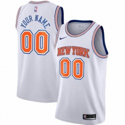 Men Women Youth Toddler New York Knicks White Orange Custom Nike NBA Stitched Jersey