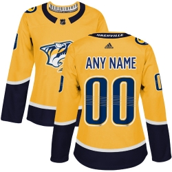 Men Women Youth Toddler Gold Jersey - Customized Adidas Nashville Predators Home  II