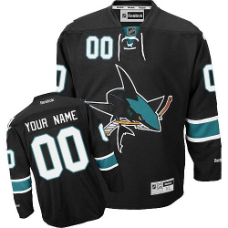 Men Women Youth Toddler Black Jersey - Customized Reebok San Jose Sharks Third