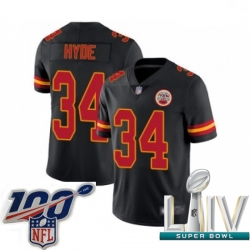 2020 Super Bowl LIV Youth Kansas City Chiefs #34 Carlos Hyde Limited Black Rush Vapor Untouchable Football Jersey