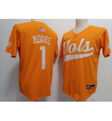 Men Tennessee Volunteers #1 Christian Moore Orange Pull over Black Stitched Jersey