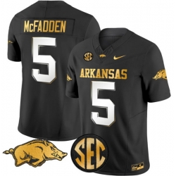 Men NCAA Arkansas #5 McFADDEN Black Gold Stitched Jersey