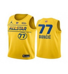 Men 2021 All Star 77 Luka Doncic Yellow Western Conference Stitched NBA Jersey