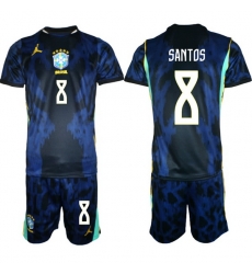 Men Brazil 2026 FIFA World Cup Blue Away Soccer Jersey SANTOS #8 Men Brazil 2026 FIFA World Cup Blue Away Soccer Jersey SANTOS #8
