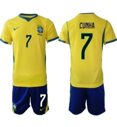 Men Brazil 2026 FIFA World Cup Yellow Home Soccer Jersey CUNHA #7
