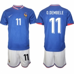 Men France 11 Ousmane Dembl Blue 2024 25 Home Soccer Jersey Suit