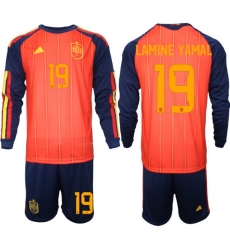 Spain 2026 FIFA World Cup Soccer Jersey Red LONG #19 LAMINE YAMAL