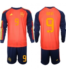 Spain 2026 FIFA World Cup Soccer Jersey Red LONG #9 GAVI