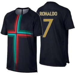 Youth Ronaldo 7 Portugal Black Football Team Jersey