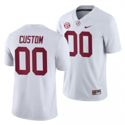 Alabama Crimson Tide Custom White College Football Men's Away Game Jersey