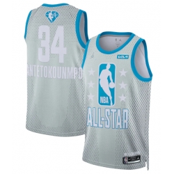 Men 2022 All Star 34 Giannis Antetokounmpo Gray Stitched Basketball Jerse