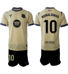 Men FC Barcelona 2026 Soccer Jerseys Beige #10 RONALDINHO Men FC Barcelona 2026 Soccer Jerseys Beige #10 RONALDINHO