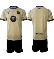 Men FC Barcelona 2026 Soccer Jerseys Beige BLANK Men FC Barcelona 2026 Soccer Jerseys Beige BLANK