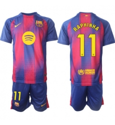 Men FC Barcelona 2026 Soccer Jerseys PinkBlue #11 RAPHINHA