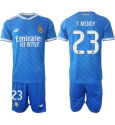 Men Real Madrid 2026 Soccer Jerseys Blue #23 F.MENDY