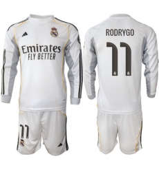 Men Real Madrid 2026 Soccer Jerseys White Long #11 RODRYGO Men Real Madrid 2026 Soccer Jerseys White Long #11 RODRYGO