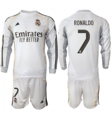 Men Real Madrid 2026 Soccer Jerseys White Long #7 RONALDO