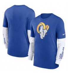 Men Los Angeles Rams Heather Blue Slub Fashion Long Sleeve T Shirt