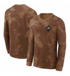 Men Philadelphia Eagles Brown 2023 Salute To Service Long Sleeve T Shirt