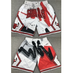 Men Chicago Bulls White Red Shorts  28Run Small 29