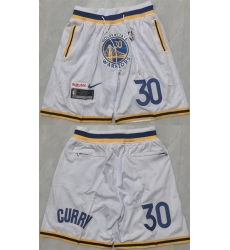Men Golden State Warriors 30 Stephen Curry White Shorts 