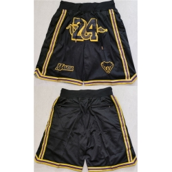 Men Los Angeles Lakers 24 Kobe Bryant Black Shorts