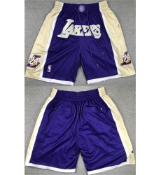 Men Los Angeles Lakers Purple Gold Shorts  28Run Small 29