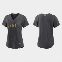 Women Los Angeles Angels Blank 2022 All Star Charcoal Stitched Baseball Jersey 