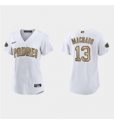 Women San Diego Padres 13 Manny Machado 2022 All Star White Stitched Baseball Jersey 