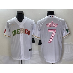 Men Mexico Baseball 7 Julio Ur EDas White 2023 World Baseball Classic Stitched Jersey