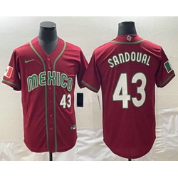 Men's Mexico Baseball #43 Patrick Sandoval Number 2023 Red World Classic Stitched Jersey