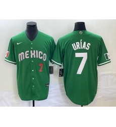 Men's Mexico Baseball #7 Julio Urias Number Green 2023 World Baseball Classic Stitched Jersey 1