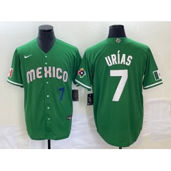 Men's Mexico Baseball #7 Julio Urias Number Green 2023 World Baseball Classic Stitched Jersey