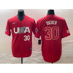 Men's USA Baseball #30 Kyle Tucker Number 2023 Red World Classic With Patch Stitched Jersey2