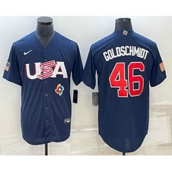 Men's USA Baseball #46 Paul Goldschmidt 2023 Navy World Baseball Classic Stitched Jerseys