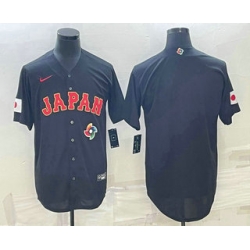 Men Japan Baseball Blank 2023 Black World Classic Stitched Jersey