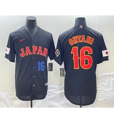 Men's Japan Baseball #16 Shohei Ohtani Number 2023 Black World Classic Stitched Jersey1