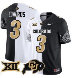 Men Colorado Buffaloes #3 Dylan Edwards White Black Split Vapor Limited Stitched Football Jersey