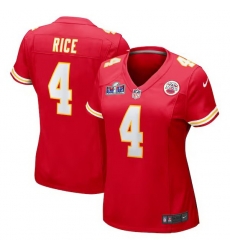 Women Kansas City Chiefs 4 Rashee Rice Red 2023 F U S E  Vapor Untouchable Limited Stitched 2024 Super Bowl LVIII Jersey