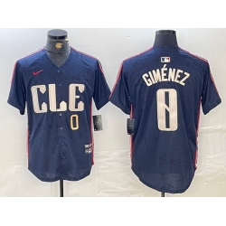 Men Cleveland Guardians 0 Andres Gimenez Navy 2024 City Connect Limited Stitched jerseys 2