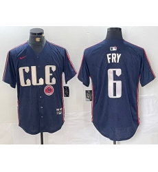 Men Cleveland Guardians 6 David Fry Navy 2024 City Connect Limited Stitched Baseball Jersey 2