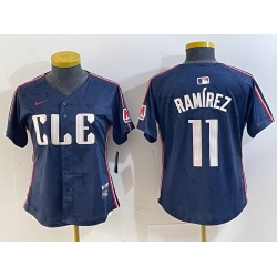 Women Cleveland Guardians 11 Jose Ram EDrez Navy 2024 City Connect Limited Stitched Baseball Jersey 3