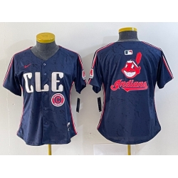 Women Cleveland Guardians Team Big Logo Navy 2024 City Connect Stitched Baseball Jersey 1